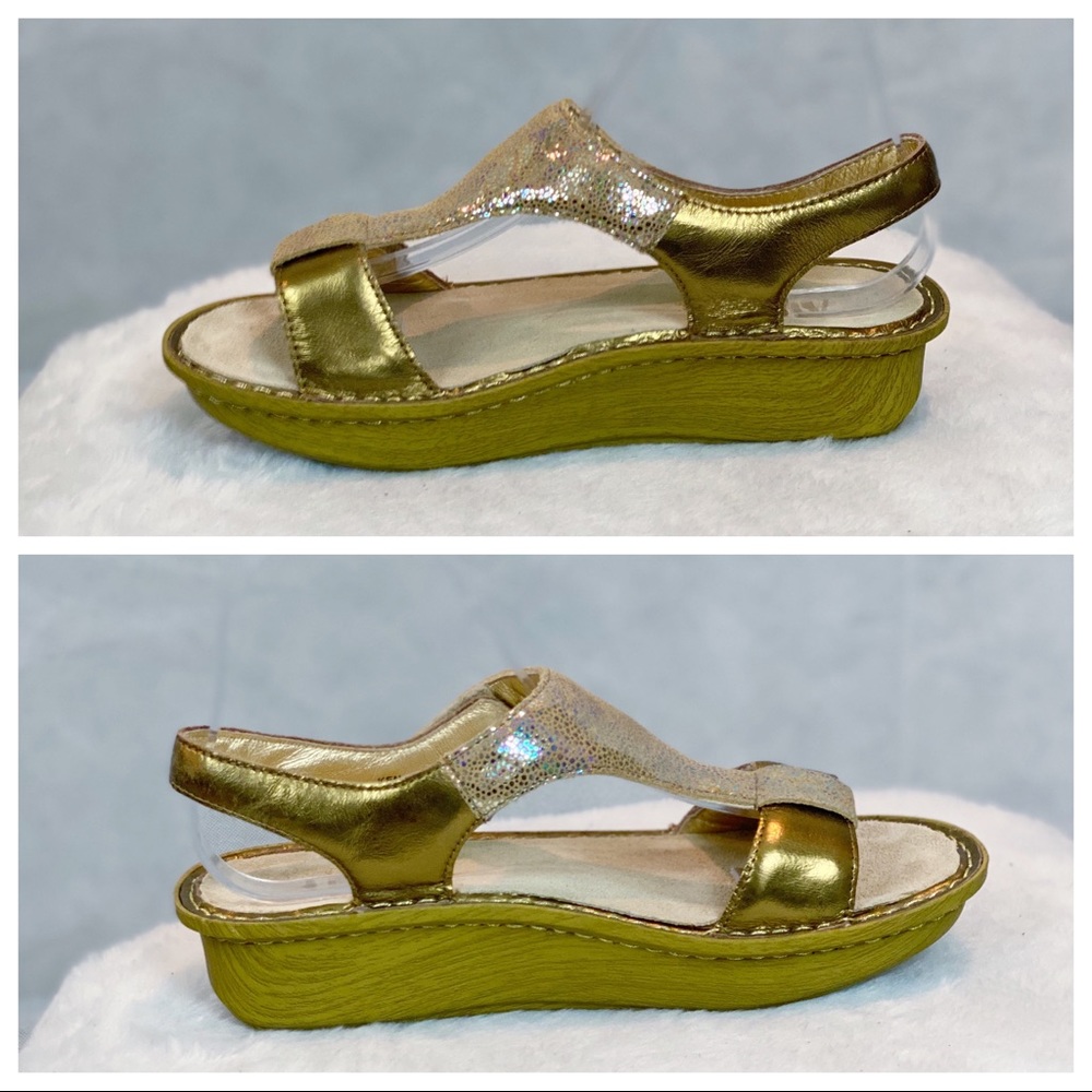 Alegria Kendra Gold Leather Sandals - Picture 5 of 8